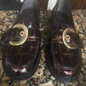 Burgundy loafers with buckle